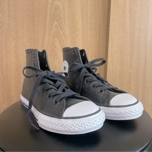 Converse Black Textured Leather Hi-Top Shoe